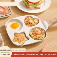 Chảo chiên rán trứng mini làm bánh 4 ngăn chống dính khuôn chảo hình sao và hình tròn dùng được bếp từ