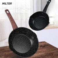 Chảo chiên Teflon MILTER, Chảo chiên đáy sâu không tráng, Dụng cụ nhà bếp Nồi sắt rèn bằng tay Dụng cụ nhà bếp