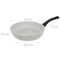 Chảo chiên vân đá trắng chống dính Rock Marble Supor 24cm 26cm 28cm H23106