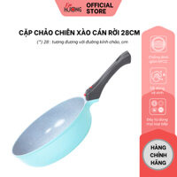 Chảo Chiên Xào Chất Liệu Nhôm An Toàn Sức Khỏe Cán Rời, Cặp Chảo 28cm Chống Trầy Xước Dễ Cất Gọn | Em Hương