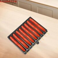 Chảo chiên xúc xích RADIANTSYNC, 8 lưới làm nóng nhanh ngô cho chó, Máy xúc xích hình chữ nhật bằng sắt đen thương mại Bữa sáng