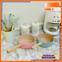 Chảo Chống Dính Bếp Từ Mini Sâu Lòng 18cm Màu Sắc Pastel, Phong Cách Hàn Quốc Sang Chảnh, Phủ Vân Đá Chống Dính Bền Đẹp