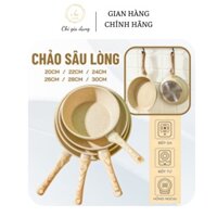 Chảo Chống Dính Bếp Từ Sâu Lòng Chất Liệu Vân Đá, Chảo Đáy Từ Ceramic Cán Gỗ Dùng Cho Mọi Loại Bếp