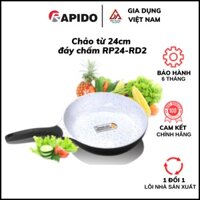 Chảo chống dính bếp từ size 24cm đáy chấm RP24-RD2 RAPIDO, đúc nguyên khối, phủ men gốm Đức