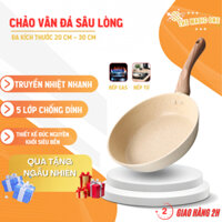 Chảo Chống Dính Bếp Từ Vân Đá Kiểu Nhật, Chảo Chống Dính Đáy Từ Ceramic Cán Gỗ - The Magic One