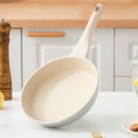 Chảo Chống Dính Bếp Từ Vân Đá Kiểu Nhật 20/24/26/28cm, Chảo CHống Dính Sâu Lòng Đáy Từ Ceramic Cán Gỗ, chảo nhật