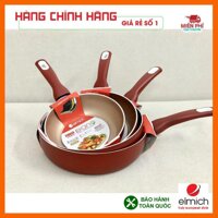 Chảo chống dính Elmich 28cm, chảo chống dính sâu lòng màu đỏ Elmich, dùng cho mọi loại bếp.