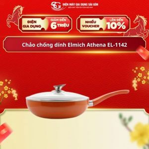 Chảo chống dính Elmich Athena EL-1142 - có đáy từ, vung kính 26Cm