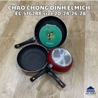 Chảo chống dính Elmich Coloseum EL-5762RE size 20cm- 24cm- 26cm- 28cm - QUÁNH VÂN ĐÁ ĐỎ CÁN ĐEN