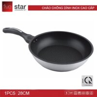 Chảo chống dính Fivestar 28cm-đáy từ-Inox 430-3 đáy-Chảo rán,chiên,nướng cao cấp,giá rẻ,chính hãng