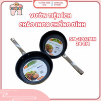 Chảo Chống Dính Inox Cao Cấp ELMICH Smartcook Size 20cm/24cm, Đáy Từ, Phù Hợp Mọi Loại Bếp - Quánh Inox Tay Cầm Inox