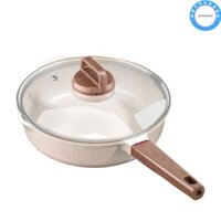 Chảo chống dính NOANUNDEE, 20 / 24 / 28 / 30cm có nắp Chảo chiên đá, Chảo nướng chảo dễ dàng làm sạch bền bỉ Bếp Gas