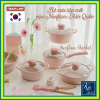 Chảo chống dính/ Nồi NEOFLAM SHERBET nhôm đúc phủ gốm sử dụng trên bếp từ 18/ 20/ 22/ 26cm màu hồng phong cách Hàn Quốc