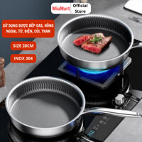 Chảo chống dính sâu lòng, chảo nồi inox chiên xào dùng cho mọi loại bếp chất liệu inox 304 size 28cm - Miu Mart