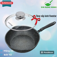Chảo chống dính sâu lòng đáy từ Sunhouse SHS30MRD 30cm tặng kèm nắp kính cường lực