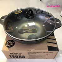 Chảo chống dính sâu lòng vân đá cao cấp, chảo đáy từ nắp kính đun xào chiên rán Bennix BN-32Terra - Hàng chính hãng