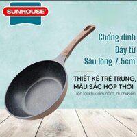 Chảo chống dính siêu bền đá sâu đáy từ SUNHOUSE SBDS24M 24cm sâu 7.5cm chiên ngập dầu tiện lợi - SSHOP
