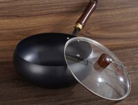 Chảo chống dính tròn 24cm sâu lòng có nắp kính đa năng: chiên, xào, rán, luộc [BH: NONE]