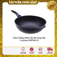 CHẢO CHỐNG DÍNH VÂN ĐÁ LÒNG SÂU COOKWAY SSWM4-32 32CM CÓ TAY CẦM PHỤ