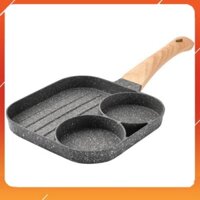 Chảo đá chống dính mini, Chảo đá 3 ngăn chống dính chiên trứng làm bánh 3 ngăn dùng được mọi loại bếp.