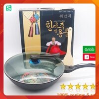 Chảo đá chống dính siêu bền, Chảo đá sâu lòng đường kính 30cm có lắp kính tiện lợi đa năng nhập khẩu Hàn Quốc