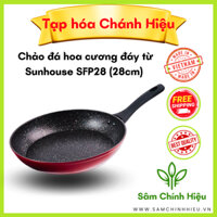 Chảo đá hoa cương đáy từ Sunhouse SFP28 đỏ (Dùng mọi loại bếp - hàng chính hãng giá tốt)