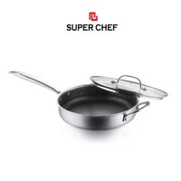 Chảo Đa Năng Super Chef Titan 3 Lớp Có Nắp Đậy Siêu Bền, Không Gỉ, Không Trầy Xước