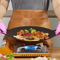 Chảo đá nướng thịt Hàn Quốc, chảo chống dính, vỉ nướng thịt BBQ kiểu Hàn Quốc dùng cho bếp gas và than hoa