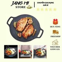 Chảo Đá Nướng Thịt Kiểu Hàn Quốc Size 34cm, Vỉ Nướng BBQ Chống Dính Dành Cho Mọi Loại Bếp Gia Dụng Giá Sỉ