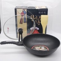 Chảo đá sâu lòng bếp từ có nắp siêu bền phong cách Hàn Quốc, sử dụng cho nhiều bếp, thích hợp làm quà tặng - CN