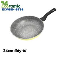 Chảo đá sâu lòng đáy từ 5 lớp siêu bền 24cm Ecoramic ECWKIH-ST24