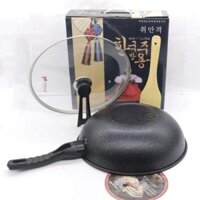 CHẢO ĐÁ SÂU LÒNG HÀN QUỐC SIZE 32CM CÓ NẮP [GDTH1]