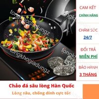 CHẢO ĐÁ SÂU LÒNG HÀN QUỐC SIZE 32CM CÓ NẮP