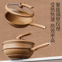 Chảo đất sét chống dính có giỏ hấp, Áp suất siêu nhỏ và đáy cảm ứng 2 trong 1 có nắp đứng tự do Chảo khuấy Đồ gốm đa chức năng Nồi đun nước siêu nhỏ