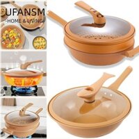 Chảo đất sét chống dính ULASM, có nắp đứng tự do có giỏ hấp Nồi áp suất siêu nhỏ, Đồ dùng nhà bếp đa chức năng trong 1