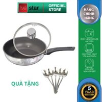 Chảo đáy từ chống dính sâu lòng cao cấp Fivestar inox 430 , tặng 5 muỗng ăn - Chảo có nắp 24cm