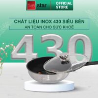 Chảo đáy từ chống dính sâu lòng cao cấp Fivestar 24cm - 26cm - 28cm , tặng 1 sạn dừa - Chảo có nắp 26cm