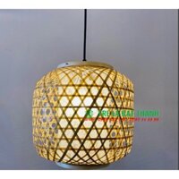Chao đèn mây tre trang trí, đèn cầu đen trắng