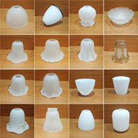 Chao đèn thủy tinh E27, chao đèn mờ trắng, lỗ 4cm, đèn quạt trần, đèn bàn, đèn tường, đèn chùm, phụ kiện chiếu sáng UFOY