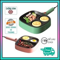 Chảo Điện 3 Ngăn Chống Dính Cao Cấp, Chảo Ốp La Trứng, Làm Bánh Mì, Chiên,Xào Đa Năng ,,( FREE SHIP )