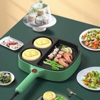 Chảo Điện Chống Dính 3 Ngăn Cao Cấp - Chảo Ốp La Trứng, Làm Bánh Mì, Chiên,Xào Đa Năng