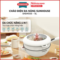 Chảo điện đa năng Sunhouse SHD4555, dung tích 5 lít, chế biến được nhiều món ăn lẩu, chiên, xào, hấp, nấu cháo