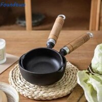 Chảo đổ dầu FOUNDTWO, Chảo chiên nhỏ giọt bằng gang, Nồi nóng chảy bơ Chống dính Không phủ Tay cầm bằng gỗ Nồi sữa Bữa sáng