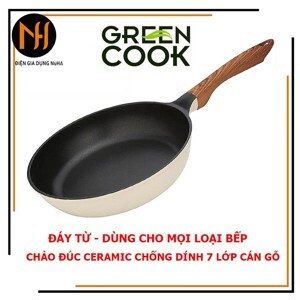 Chảo đúc chống dính ceramic đáy từ Green Cook GCP03-20IH - 20cm