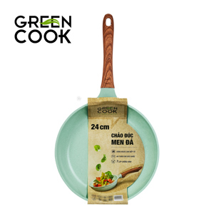 Chảo đúc đáy từ chống dính men đá ceramic xanh ngọc 24 cm Green Cook GCP06-24IH