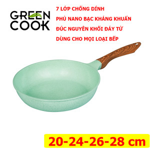 Chảo đúc đáy từ chống dính men đá ceramic xanh ngọc 20 cm Green Cook GCP06-20IH
