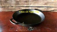 Chảo gang BẾP TỪ gang đen gang sắt đáy bằng 32 cm Ngân Thọ