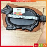 Chảo gang bò né [chống dính] bao gồm đế gỗ - ăn bò né bít tết (beefsteak) - hình con bò