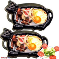 Chảo Gang Chống Dính Đầu Bò Cỡ Lớn Kèm Đế Gỗ ,Chảo Bò Né Đế Lót Gỗ Chống Dính Làm Bít Tết Các Loại