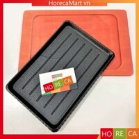 Chảo gang [chống dính] hình chữ nhật bao gồm đế gỗ - ăn bò né bít tết
